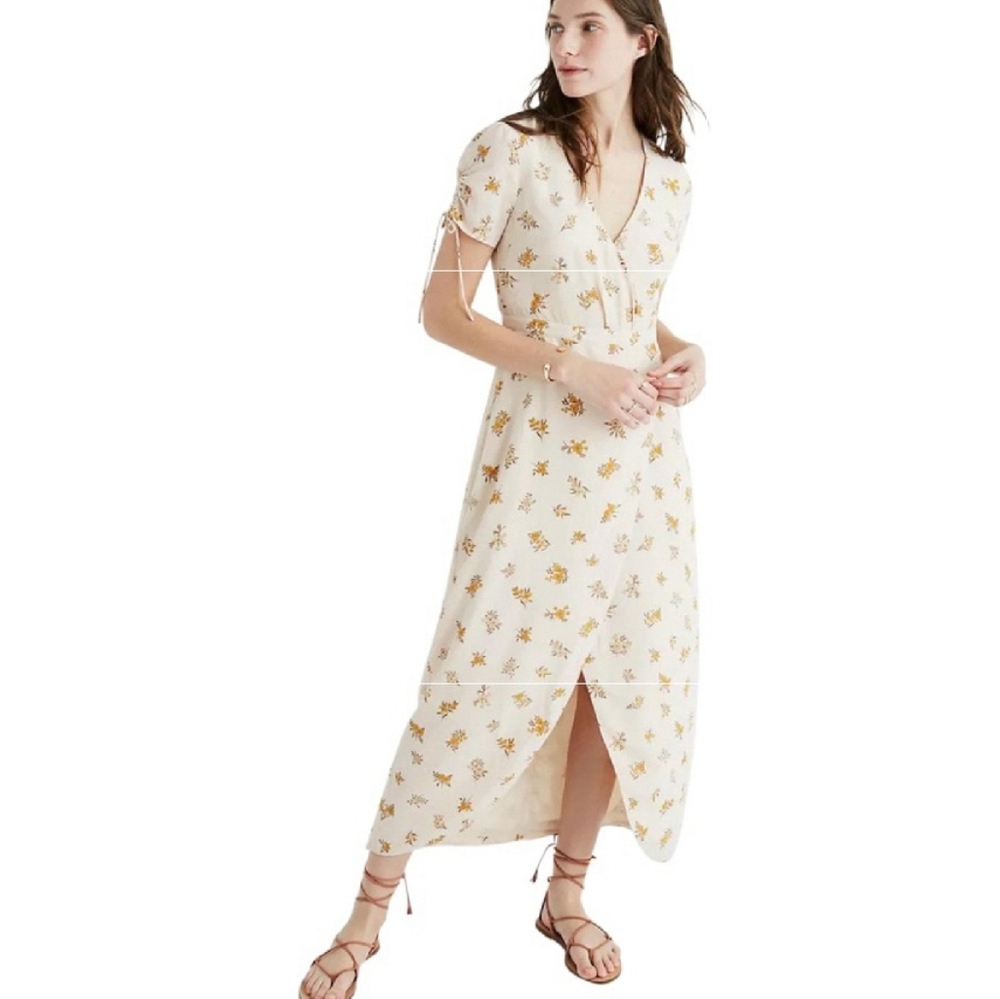 Madewell silk wrap maxi dress in field bouquet